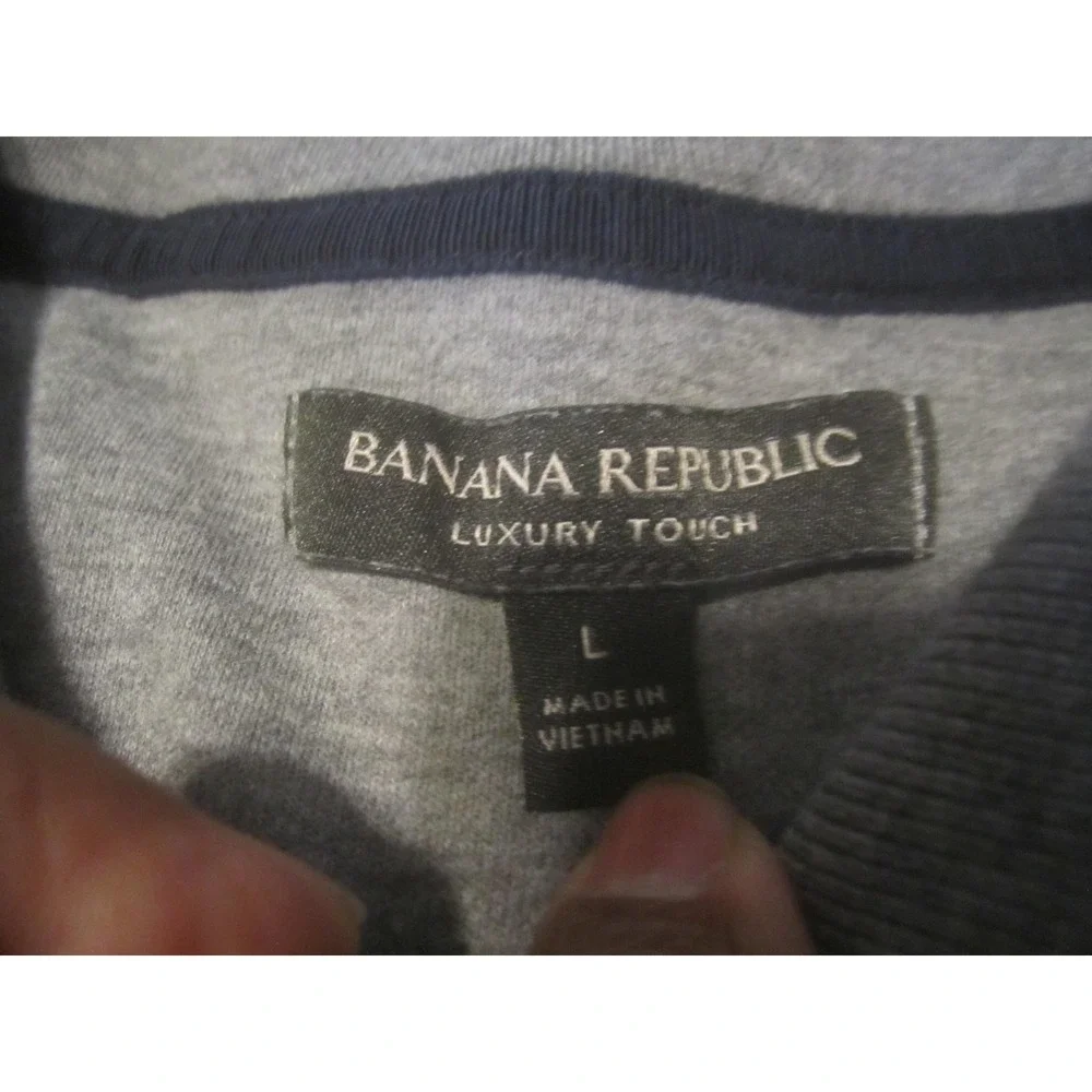 Banana Republic Polo Shirt Mens Large Gray Short Sleeve Luxury Touch Cotton